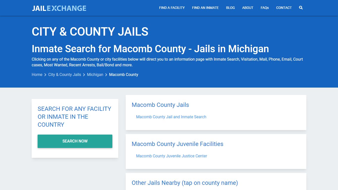 Inmate Search for Macomb County | Jails in Michigan - Jail Exchange